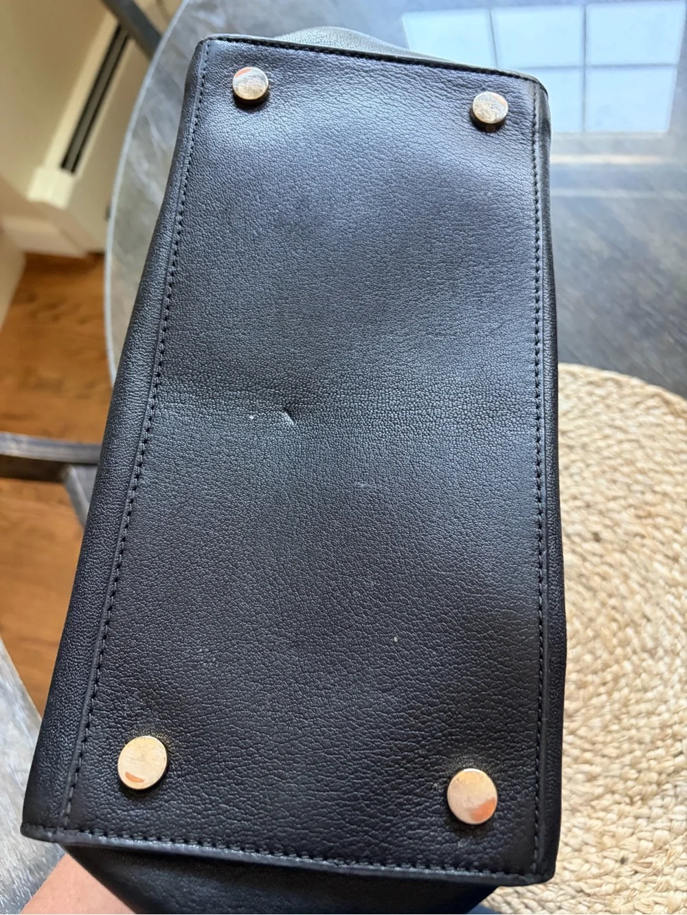 Michael Kors Black Leather Satchel with Gold Logo Lock
